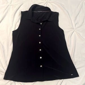 Silky tennis sleeveless button down